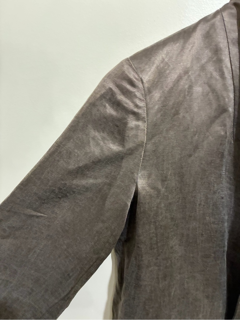 Eileen Fisher Linen Silk Blend Loose Open Blazer Size Small Brown Grey Taupe - Picture 6 of 11